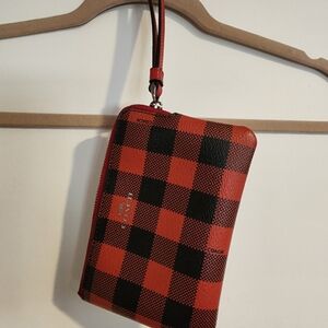 Coach Red and Black Checkered Wallet